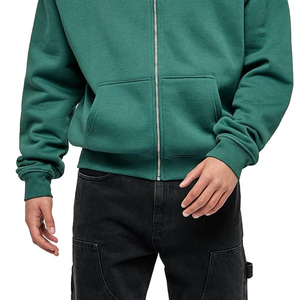 <b>Men</b> Autumn Winter Zipper Color Fashion Hooded Long Sleeve <b>Fleece</b> Hoodies Heavy Weight Plain Hoodie - Product Image 6