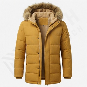 Warm Thicken Parka <b>Jacket</b> Custom Water Resistance Men's Sherpa <b>Lined</b> Winter Coats Thermal Outdoor Heavy Duty Puffer Outerwear - Product Image 1