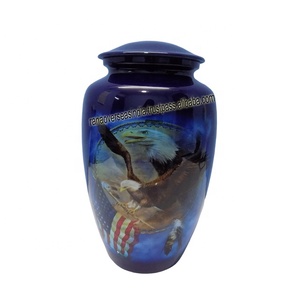 Urna Funeraria Azul de Alta Calidad con Diseño de Águila Voladora con Bandera de EE. UU., con Bolsa de Terciopelo para Cenizas Humanas, para Hombre y Mujer - Product Image 2