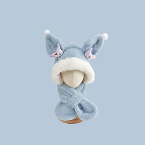 Bonnet d'hiver en laine mélangée tricoté à la machine, chaud et douillet, avec oreilles, pour femmes et filles, style Kawaii Sanrio Kuromi Melody, idéal pour le ski, les activités de plein air et les voyages. - Product Image 4