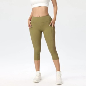 <b>Women's</b> Elastic High Waist Knitted <b>Leggings</b> Breathable Quick Dry Fitness Cycling Shorts Spring Workouts Casual Jogging - Product Image 3