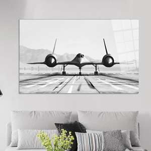 SR-71 Blackbird Monochrome Canvas Print Sleek Jet <b>Aircraft</b> Artwork,TEMPERED GLASS ART - Product Image 1