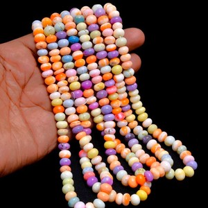 Perles rondes d'opale de bonbons naturels multi disco 7-8mm perles de pierres précieuses lisses d'opale arc-en-ciel pour la fabrication de bracelets par un fabricant indien - Product Image 1