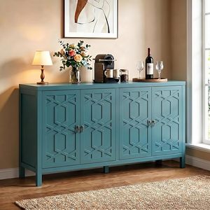 Mobiletto con Vani Portaoggetti, Credenza Moderna per Caffetteria con 4 Ante. Ripiani Regolabili Verniciati per Sala da Pranzo, Cucina, Soggiorno - Product Image 1