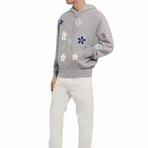 เสื้อฮู้ดปักลายแบบสวมหัวเสื้อมีฮู้ดผ้าธรรมดาสีพื้นลำลองขนาดพลัสไซส์ออกแบบได้ตามต้องการ - Product Image 4