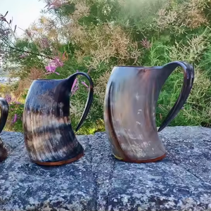 Taza de cuerno vikingo-100% auténtico-cuerno de buey hecho a mano único definitivo con bolsa de regalo estilo medieval de grado alimenticio por artesanía de media luna - Product Image 1