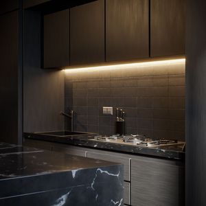Armoires de cuisine noires mates, design moderne sans poignées, portes en membrane ou laquées, dimensions personnalisées - Product Image 1