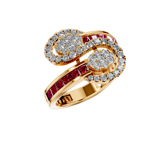 Elegante anillo fino de oro sólido de 14K, compromiso OEM personalizado IGI Lab Grown Diamond y diamantes de rubí sintético, joyería de alta calidad - Product Image 5