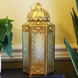 Magnifique lanterne marocaine du Ramadan en métal durable pour la décoration de la maison, utilisation en célébration, offrant une lumière douce et élégante pour la famille - Product Image 2