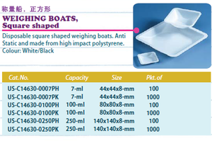 250ml Einweg-Waagebecher aus High-Impact-Polystyrol in Diamantform für Laboranwendungen, Marke UNI, Packung mit 100/1000 Stück, OEM-Produktion willkommen - Product Image 2