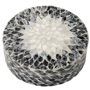 High Quality Handmade Round <b>Mother</b> Pearl Lacquer Box New Collection Home Restaurant Hotel Tissue Napkin Storage Directly Vietnam - Product Image 1