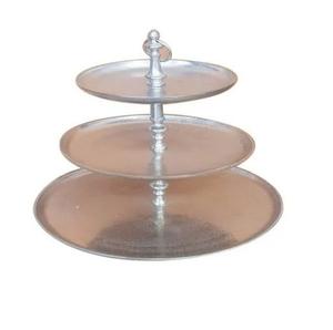 Luxurious Round Shape Metal <b>Cake</b> Serving Stand Nickel Plated Finish Rotating Set for <b>Weddings</b> and Parties at an Price - Product Image 1