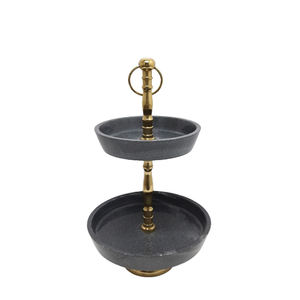 Soporte de pastel de forma redonda de Metal decorativo clásico acabado negro para soporte de exhibición de fiesta de cumpleaños de boda hecho a mano a granel - Product Image 3