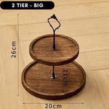 Présentoir de desserts et de gâteaux en bois à 2 couches Artisan pour les célébrations - Product Image 2
