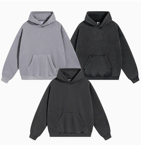 Best Selling Custom Logo High Quality Cotton Oversize Acid Washed Hoodie <b>Thick</b> <b>Fleece</b> Fit Blank Custom Pullover Men Hoodies 2025 - Product Image 2