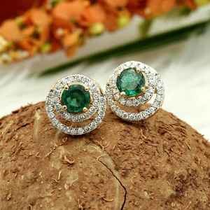 Boucles d'oreilles en émeraude zambienne, argent sterling 925, plaqué or 14 carats, bijoux faits à la main, cadeau pour femmes - Product Image 2