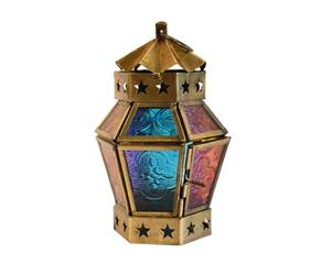 Linterna de Metal cuadrada antigua hecha a mano, producto de la mejor calidad, vidrio Multicolor para luces de té Diya para Navidad, superventas - Product Image 5