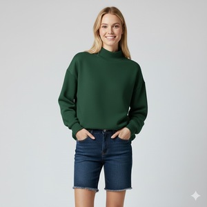 Sudadera de Forro Polar Ecológico con Cuello Alto para Mujer, Diseño de Invierno 2025, Talla Grande, Bordado 3D Frontal, Opciones de Logotipo Personalizado, Secado Rápido - Product Image 1