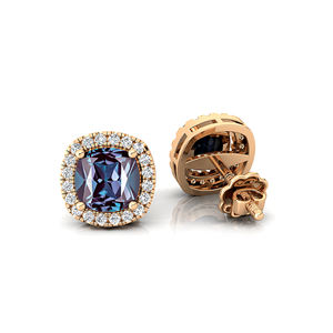 Boucles d'oreilles délicates en alexandrite de laboratoire plaquées rhodium, or massif 18 carats, diamants naturels certifiés, bijoux luxueux de naissance, OEM - Product Image 5