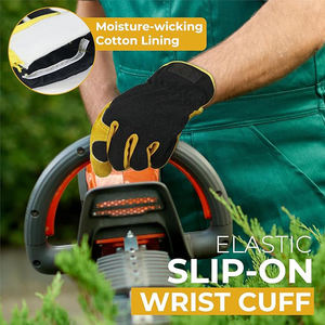 Gants de jardinage en cuir pour hommes, gants utilitaires de travail pour la mécanique, la construction et le conducteur - Product Image 4