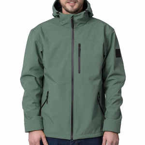 Chaqueta de lona suave para hombre y mujer, nuevo diseño, a prueba de viento, impermeable, transpirable, con capucha, para exteriores, con cuello levantado, venta al por mayor - Product Image 3