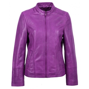 Veste en cuir à glissière classique pour femmes vêtements de luxe pour femmes vestes en cuir semi-ajustées manches courtes dames vestes 2025 - Product Image 2