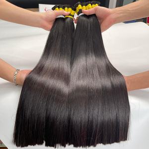 Vente du Black Friday, extensions de cheveux humains vierges vietnamiens noirs lisses à 100%, en vrac, sans nœuds, sans perte, stock important - Product Image 1