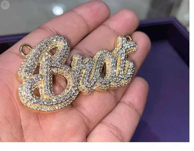 Haute sur demande Moissanite diamant Alphabet pendentif Hip Hop bijoux hommes glacé personnalisé diamant pendentif de l'Inde