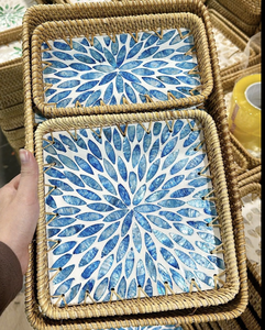 Bandeja de ratán auténtica cesta rústica tejida a mano para servir café decoración de comedor multiusos de Vietnam - Product Image 5