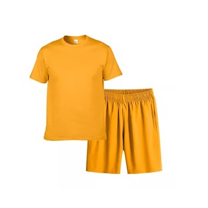 Ensemble d'été en tissu 100% coton pour hommes, T-shirts et shorts personnalisés, ensembles courts décontractés - Product Image 3