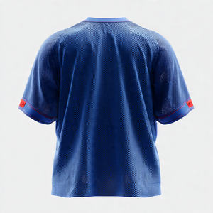 เสื้อฟุตบอลคอวีพิมพ์ลาย 100% โพลีเอสเตอร์ตาข่าย เสื้อฟุตบอลตาข่ายสำหรับฝึกซ้อมกีฬา - Product Image 4