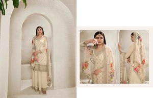 Kurti y Plazzo Dupatta de Mujer hasta la Rodilla, Estilo Bollywood, con Bordado de Piel Sintética, Diseño Dhaga Zari con Lentejuelas, para Fiestas de Invierno, en Oferta - Product Image 2
