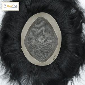 Stock disponible REGENT noué à la main trame Mono homme toupet 100% cheveux humains vague naturelle vague d'eau Style droit en gros - Product Image 2