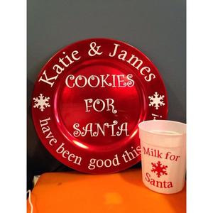 Placa de cargador de esmalte rojo estilo Feliz Navidad, plato de Cupcakes Cooke de acabado de alta calidad, bandeja redonda, plato de cargador - Product Image 3