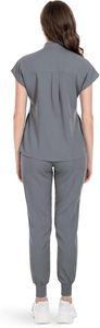 Ensemble de gommage médical confortable en coton extensible Uniformes d'infirmière médecin Hôpital Chirurgical Joggers unisexe Col en V Top Logo personnalisé - Product Image 6