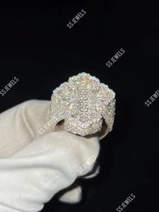 Luxury Custom <b>Cross</b> Baguette Cut Christian Religious 925 <b>Sterling</b> <b>Silver</b> Rhodium Plated Iced Moissanite Ring Gift - Product Image 4