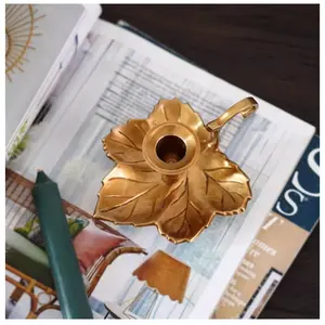 Bougeoir décoratif écologique en acier inoxydable fait à la main feuille d'or thèmes de conception bougeoirs artisanaux Zahid exportations - Product Image 3