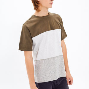 เสื้อยืดทรงหลวมลำลองสีบล็อกแขนสั้นสำหรับผู้ชายเสื้อยืดสีตัดกัน - Product Image 2