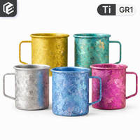Mug Kopi Bunga Es Titanium Murni 450ml Logo Kustom Mug Perjalanan Camping untuk Minuman Panas dan Dingin