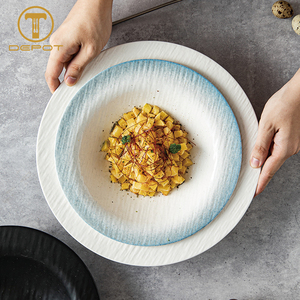 Assiette creuse en céramique texturée <span class=keywords><strong>de</strong></span> 35 cm (14 pouces), grand plat <span class=keywords><strong>de</strong></span> service pour restaurant, fruits <span class=keywords><strong>de</strong></span> <span class=keywords><strong>mer</strong></span>, <span class=keywords><strong>traiteur</strong></span> et hôtel – Fourniture directe usine - Product Image 5
