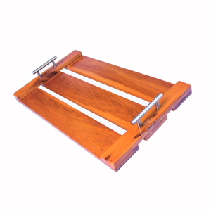 Elegante bandeja metálica para servir comida y desayuno, con acabado dorado, para uso doméstico. - Product Image 2