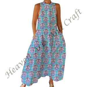 Combinaison décontractée d'été 100% coton, imprimé floral à la main, tissage doux avec fermeture éclair pour le printemps/été, adultes BPJS060 - Product Image 6