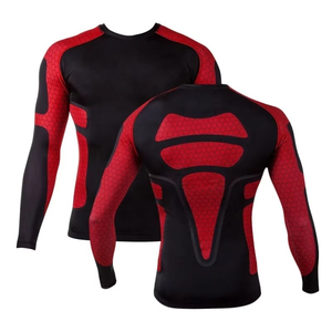 Camisa de gimnasio de compresión con estampado personalizado de protección contra sarpullidos de manga larga para hombres de alta calidad Top de Spandex OEM - Product Image 1