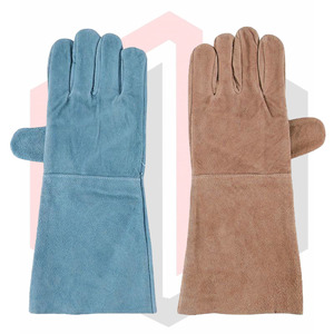 Gants de protection personnels verts/protection contre la chaleur en cuir de vache fendu de qualité supérieure prix de gros - Product Image 4