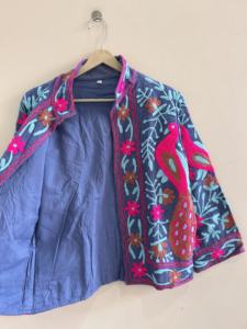 เสื้อแจ็คเก็ตผ้าฝ้ายปักลายซูซานีแบบดั้งเดิมของอินเดียสำหรับผู้หญิง สไตล์โบฮีเมียน - Product Image 5