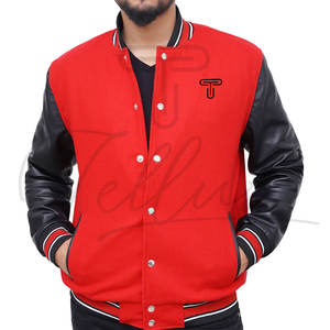 Veste de baseball personnalisée avec logo, style varsity, col montant et logo frontal, en polyester/coton respirant, design brodé - Product Image 2