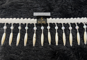 Luxury Pearl Beaded <b>Fringe</b> Latkan Lace Trim Sarees Gowns and <b>Curtains</b> Shining Latkan Drops for Bridal Dresses and Home Decor - Product Image 4