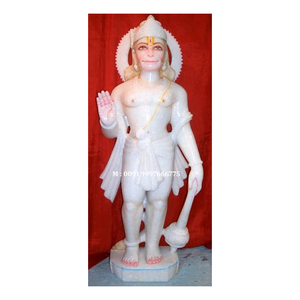 Statue de Lord Hanuman Ji en marbre blanc de première qualité et finition soignée, pour la décoration de la maison, du bureau et des temples. - Product Image 1