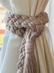 Macrame <b>Curtain</b> Tieback, Boho <b>Curtain</b> <b>Holder</b> No Drill Cozy Home Decor - Product Image 2