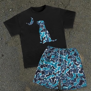 Conjunto de Camiseta y Pantalones Cortos de Verano para Hombre, de Primera Calidad, Transpirable, de Algodón, Estilo Casual Urbano, Dos Piezas, Ropa Deportiva para Gimnasio - Product Image 1